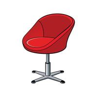 Cartoon red swivel chair with silver base isolated vector