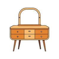 Retro Style Dressing Table with Mirror illustration vector