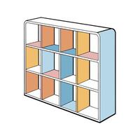 Colorful 3x3 cube shelf isolated on a white background vector