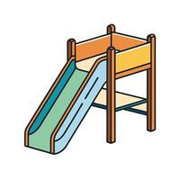 Colorful cartoon playground slide with ladder and platform vector
