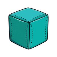 Cartoon illustration of a teal, stitched cube shape vector