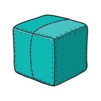 Teal Cushion Cube Isolated, Simple Object Home Decor vector