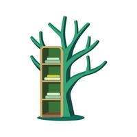 Unique bookshelf design with tree shape and books vector
