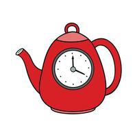 Time for Tea Red Teapot with Clock Face vector