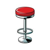 Retro Red Bar Stool Illustration on White Background vector