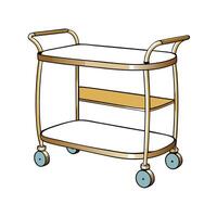 Cartoon illustration of a rolling service or utility cart vector