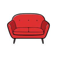 Red Retro Sofa Cartoon Illustration Design vector