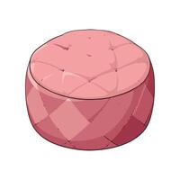Quilted Pink Pouf Illustration, Cartoon Style, Isolated Object vector