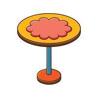Cartoon Round Table with Flower Design Top vector