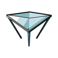 Modern Triangle Glass Table with Blue Colored Legs vector
