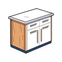 Modern Isometric Kitchen Cabinet Unit with Countertop Design vector