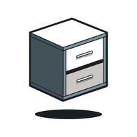Isometric Bedside Table Icon with Two Drawers vector