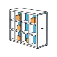 Storage cabinet with boxes for office or stock vector