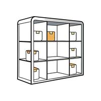 Shelf with boxes cartoon illustration isolated design vector