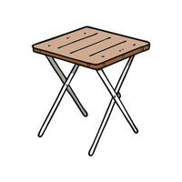 Cartoon illustration of a small, foldable wooden table vector