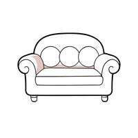 Simple outlined sofa with three cushions illustration vector