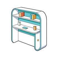 Modern White Bookshelf with Teal Accents and Books vector