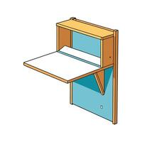 Folding Wall Desk Illustration, SpaceSaving Furniture Concept vector