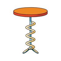 Retro cartoon table illustration with spiral leg design vector