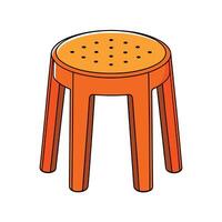 Orange threelegged stool with holes cartoon style isolated vector