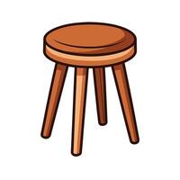 Cute cartoon threelegged wooden stool illustration, indoor object vector