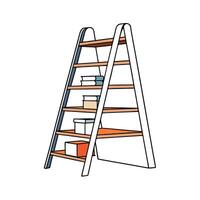 Ladder shelf with books and boxes illustration design vector