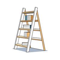 Bookshelf ladder design, wooden material for reading corner vector