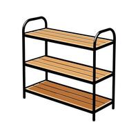 Threetiered shoe rack with wooden slats design vector