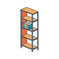 Isometric Bookshelf with Books Illustration Graphic Design vector