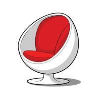 Retro Cartoon Egg Chair in Red and White vector