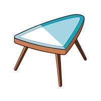 Retro Triangular Coffee Table with Wooden Legs Illustration vector