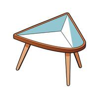 Triangular Modern Coffee Table with Light Blue Inlay vector