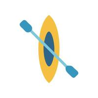 Simple Flat Design Kayak and Paddle on Black Background vector