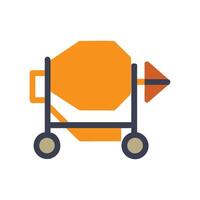 Orange Concrete Mixer Machine isolated on black background vector