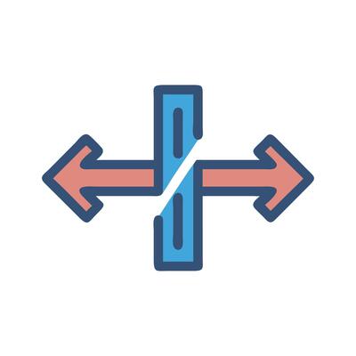 Direction arrows split, decision making, business concept illustration