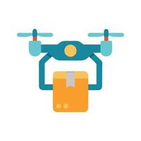 Drone Delivery of Package Illustration on Black Background vector