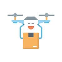 Drone delivery with box concept on black background vector