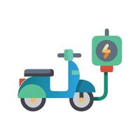 Electric scooter charging at station, sustainable transport vector