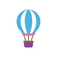 Blue hot air balloon on black background vector