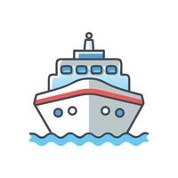 Cruise ship front view icon on black background vector