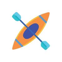 Flat kayak illustration with paddle, recreation icon vector