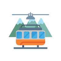 Flat Style Cable Car with Mountain Background Icon vector