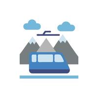 Modern Train with Mountains, Clouds, and Track Illustration vector