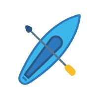 Blue Kayak Icon with Paddle on Black Background vector