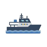 Stylized illustration of a navy boat on water vector