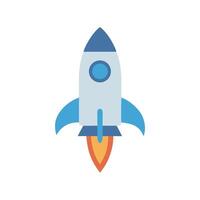 Cartoon Rocket Launching into Space on Black Background vector