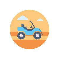 Blue offroad buggy car with cloud on background vector