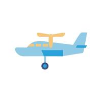 Simple blue airplane illustration with propeller on black background vector