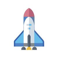 Cartoon Rocket Ship Launching into Outer Space vector