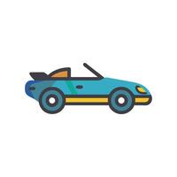 Stylized blue convertible car icon on a black background vector